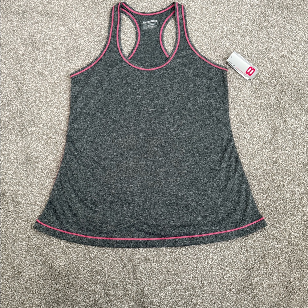 Layer 8 Charcoal Tank Top with Pink Trim